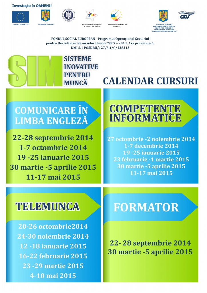 CALENDAR CURSURI re